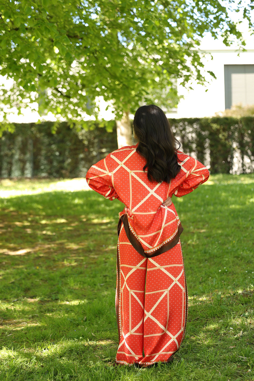 Red Geometric Print Co-ord Set
