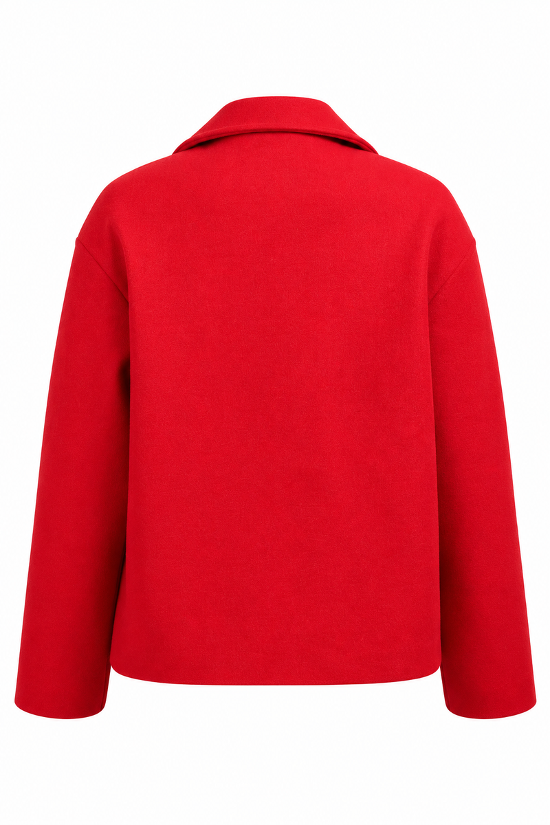 Red Crest-Detail Coat