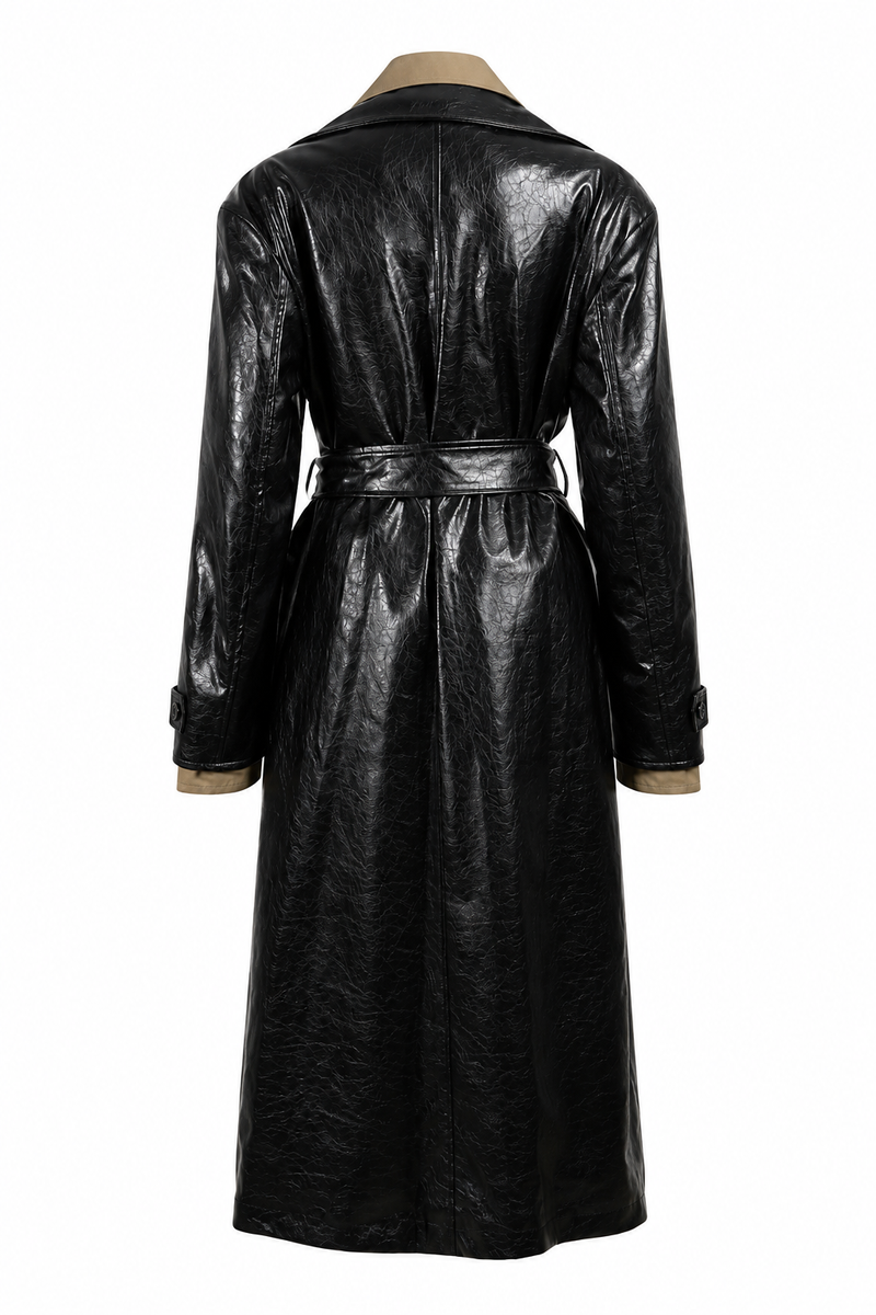 Black Patent Leather Trench Coat