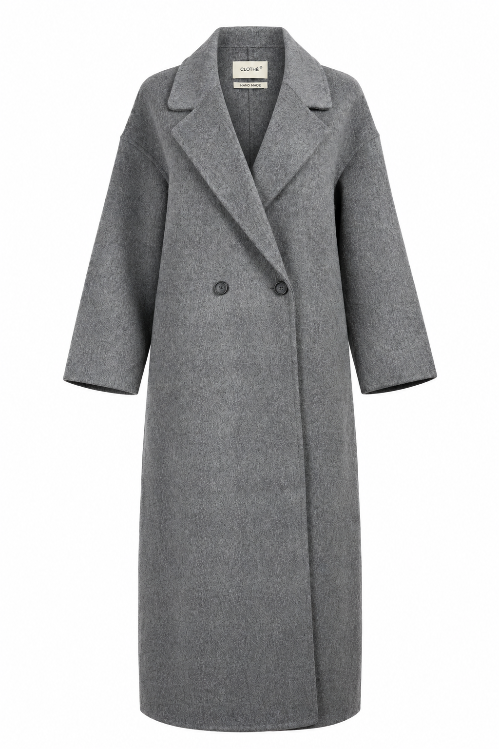 Grey Double-Breasted Wool Coat