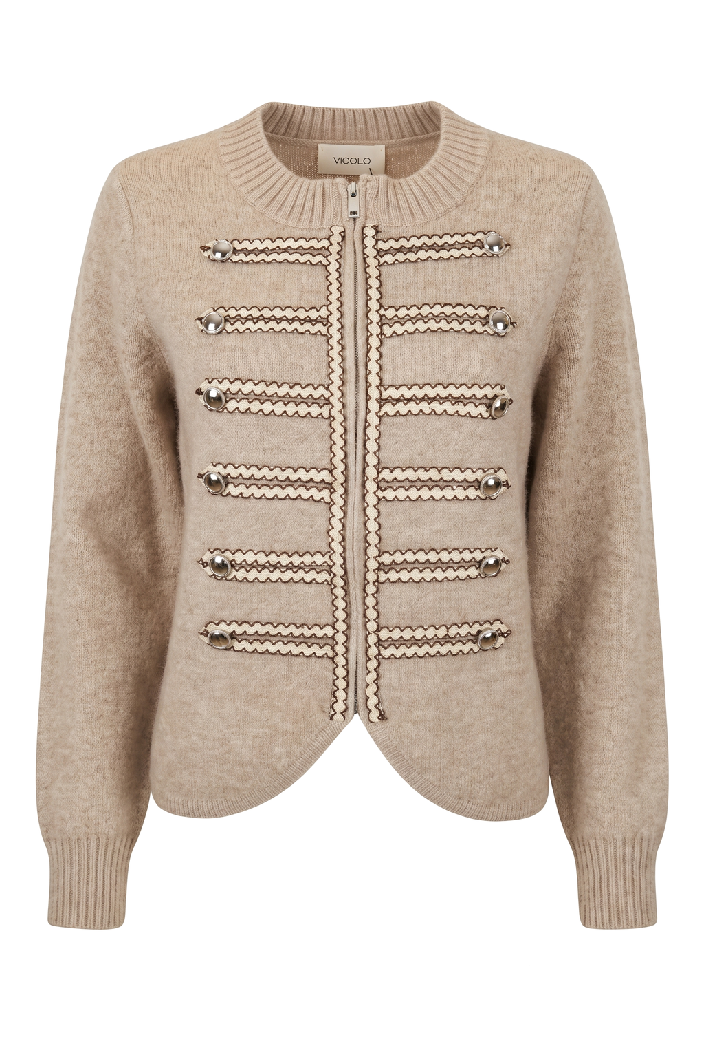 Military Frogging Zip Cardigan