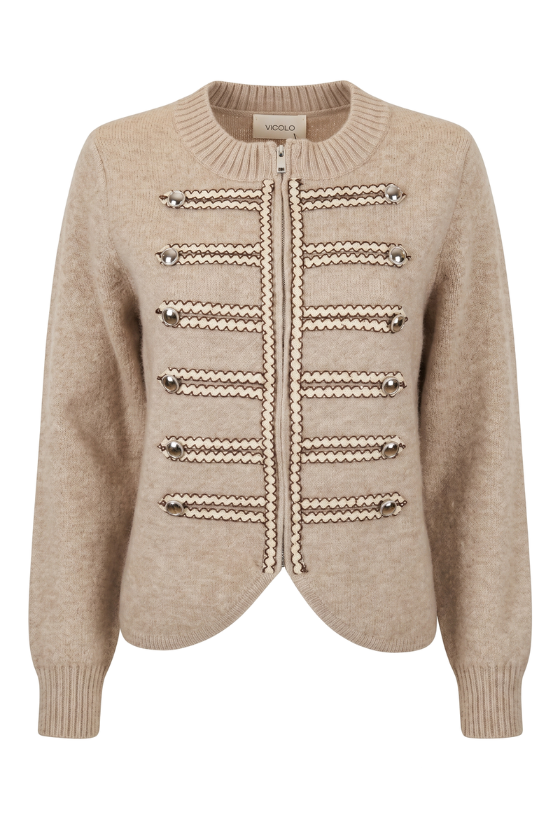 Military Frogging Zip Cardigan