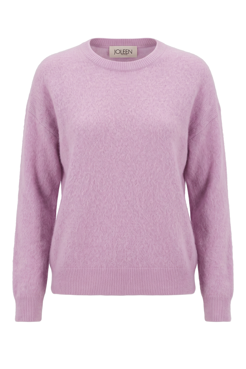 Luxe Wool, Silk & Cashmere Crew Neck Sweater Pink
