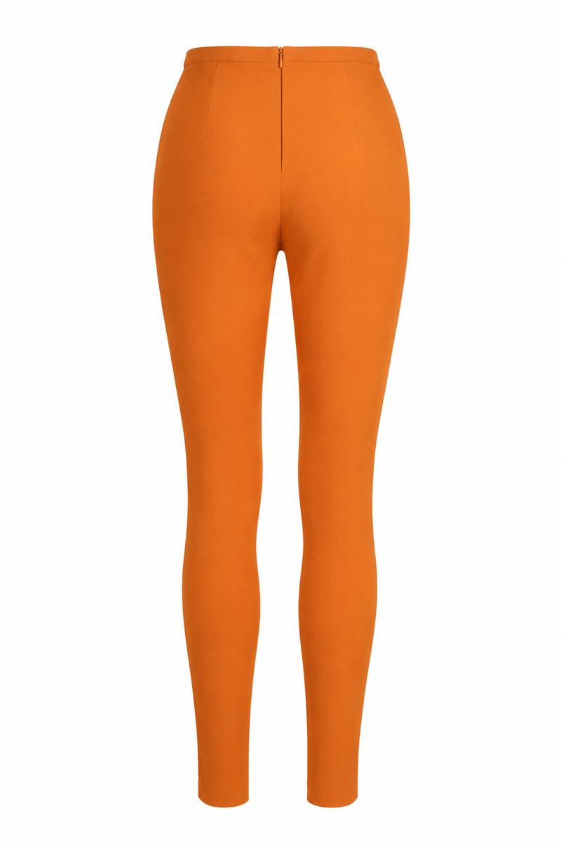 Orange Skinny Cut-Out Trousers