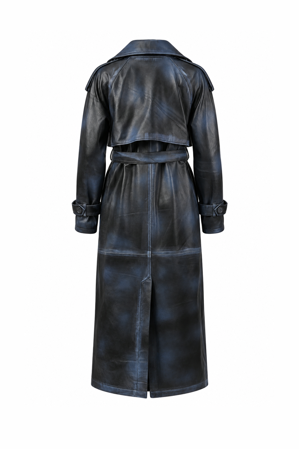 Leather Double-Breasted Trench Coat