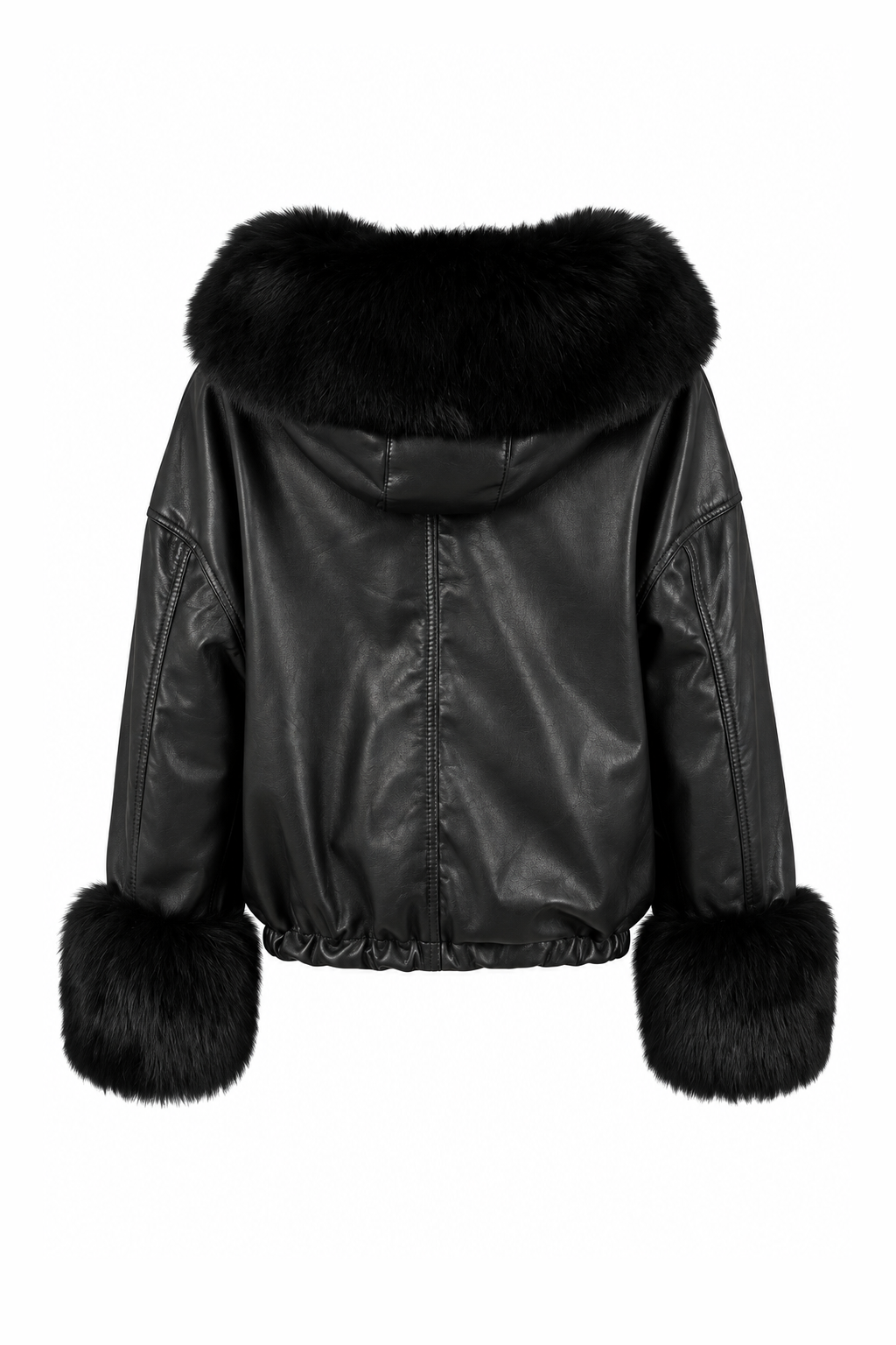 Leather Bomber with Detachable Fur Details
