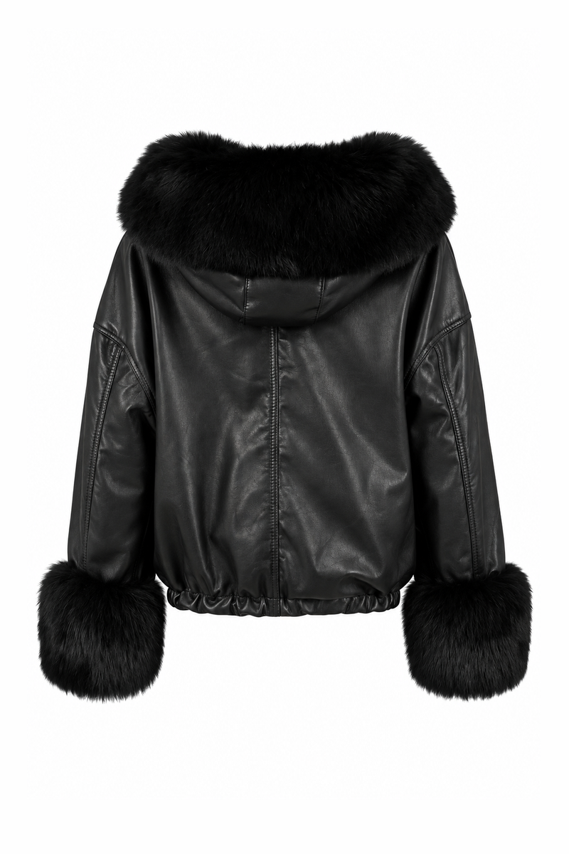 Leather Bomber with Detachable Fur Details