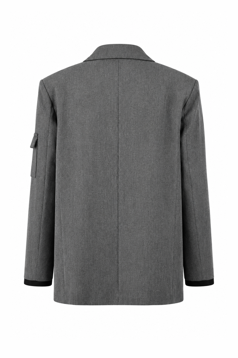 Oversized Contrast-Cuff Blazer
