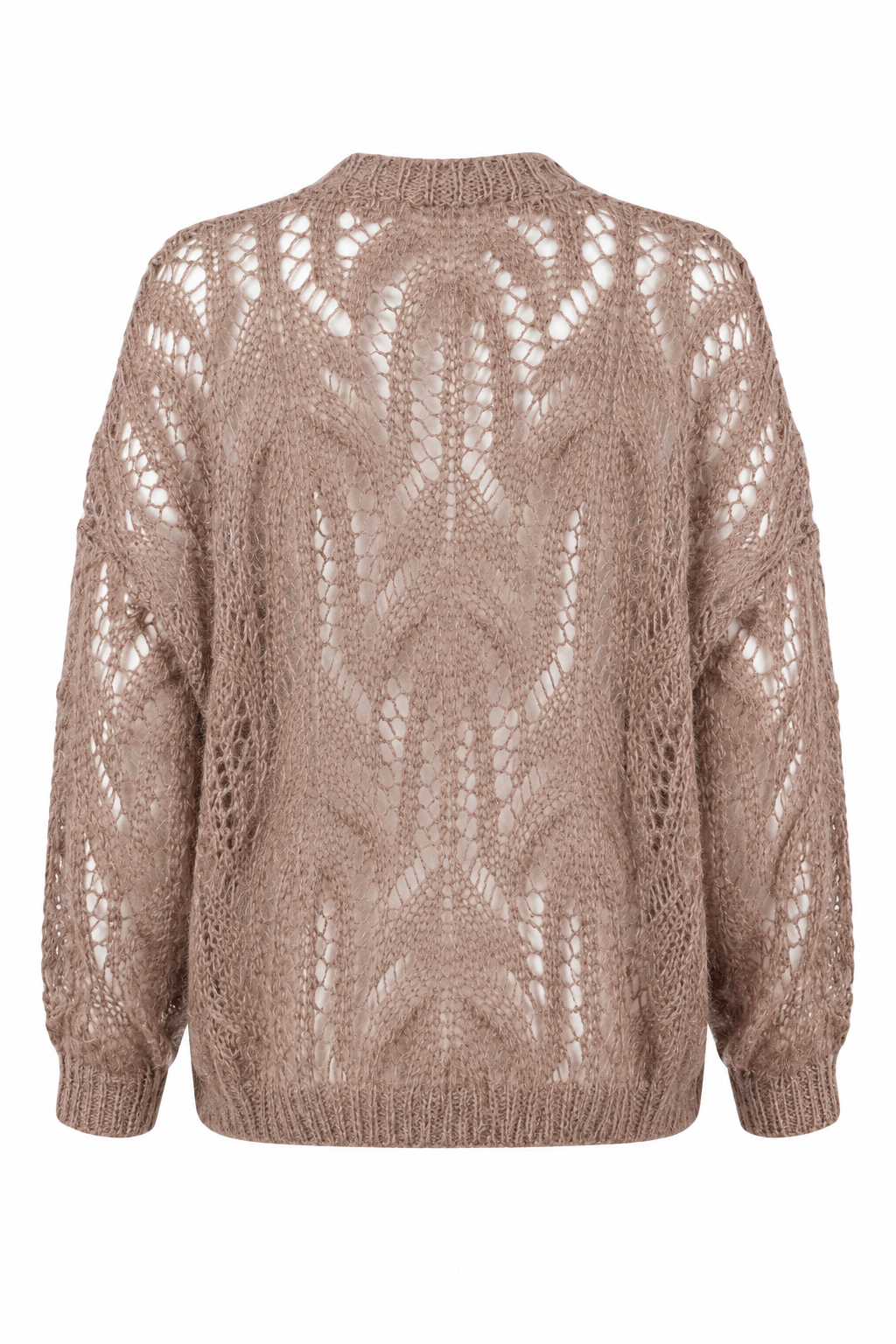 Open-Knit Pearl-Button Cardigan