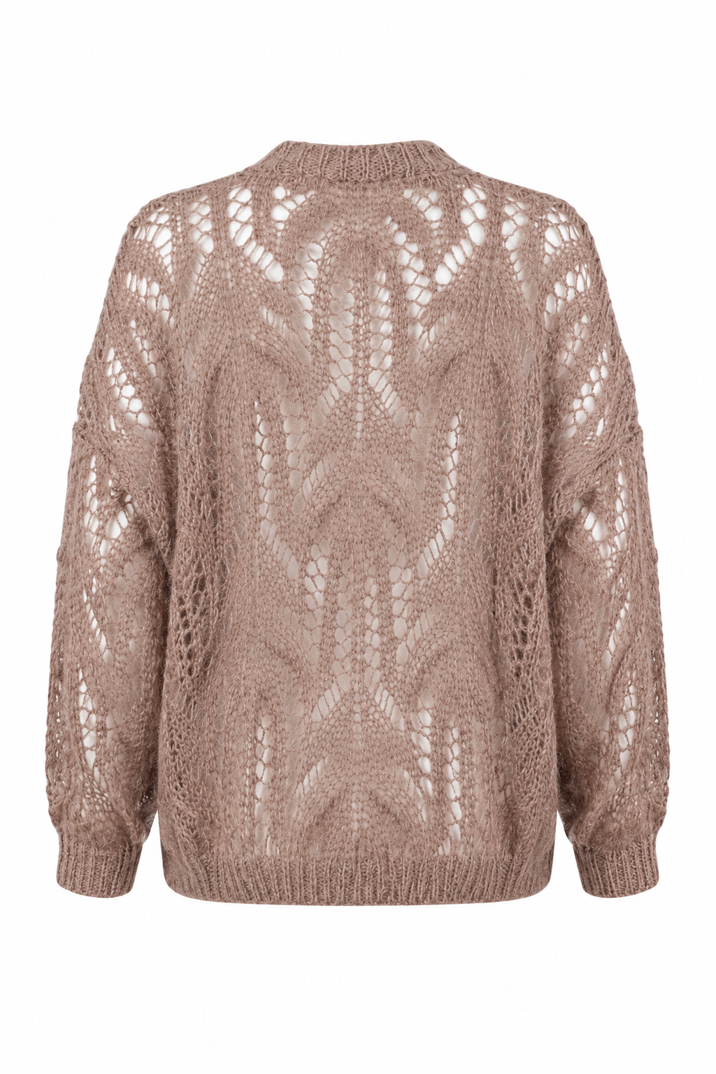 Open-Knit Pearl-Button Cardigan