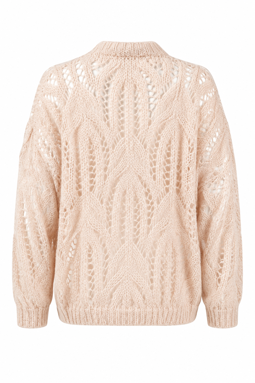Open-Knit Pearl-Button Cardigan
