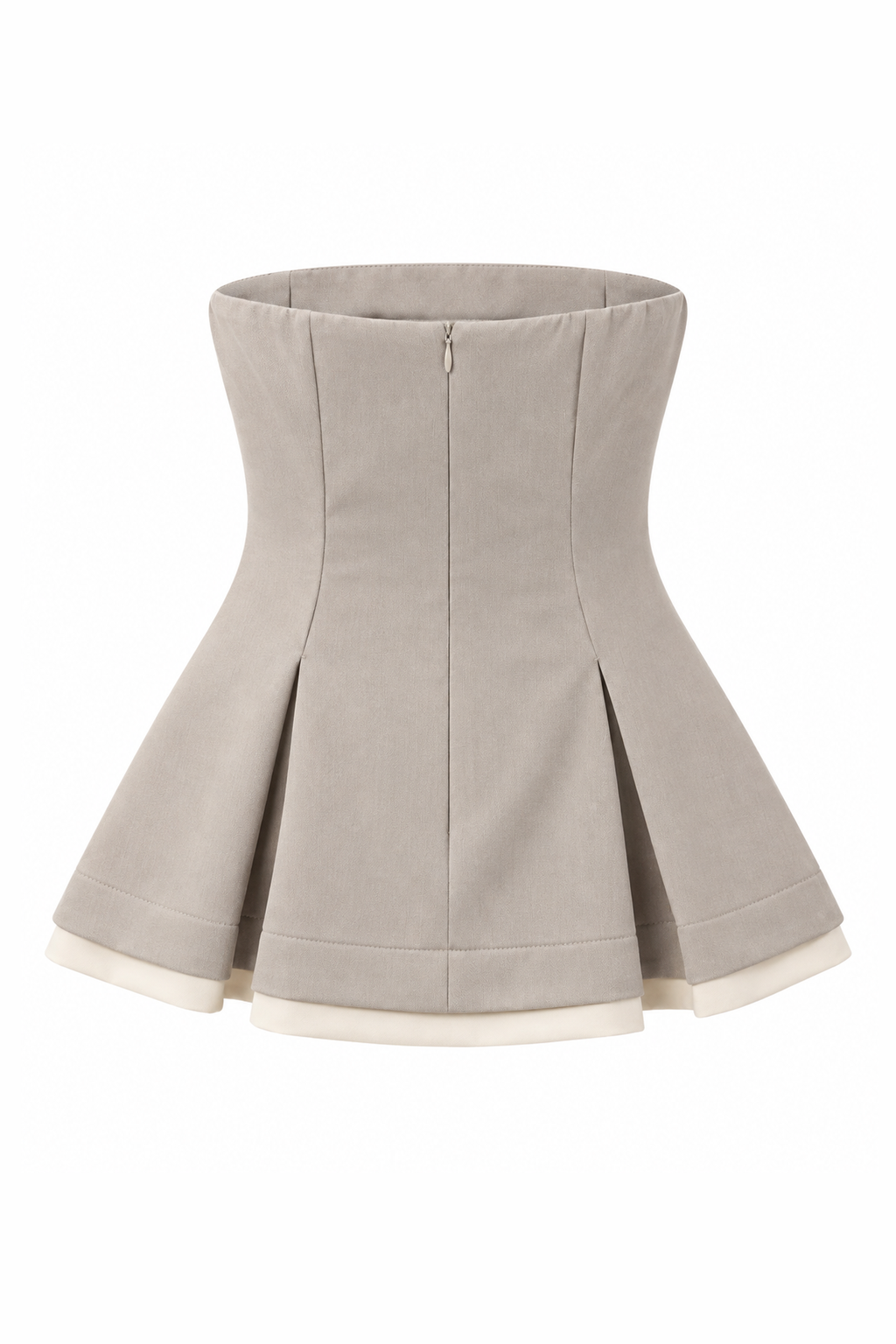 Strapless Contrast-Trim Peplum Top