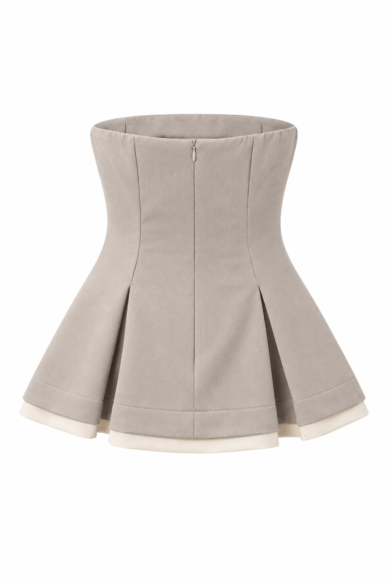 Strapless Contrast-Trim Peplum Top