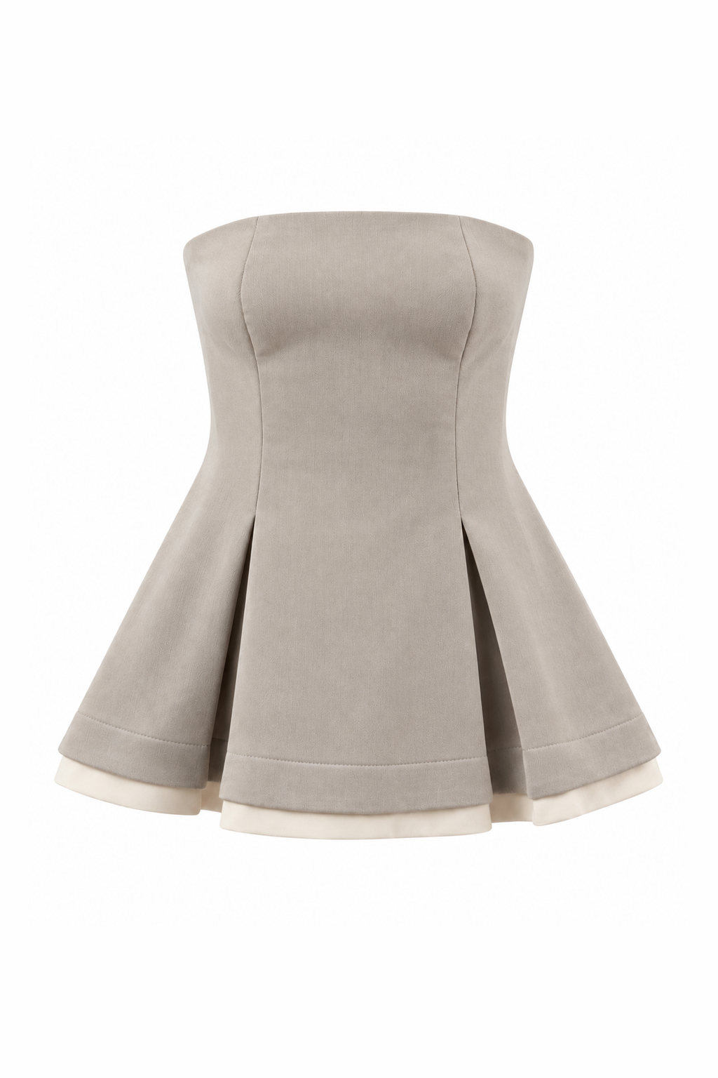 Strapless Contrast-Trim Peplum Top Cream