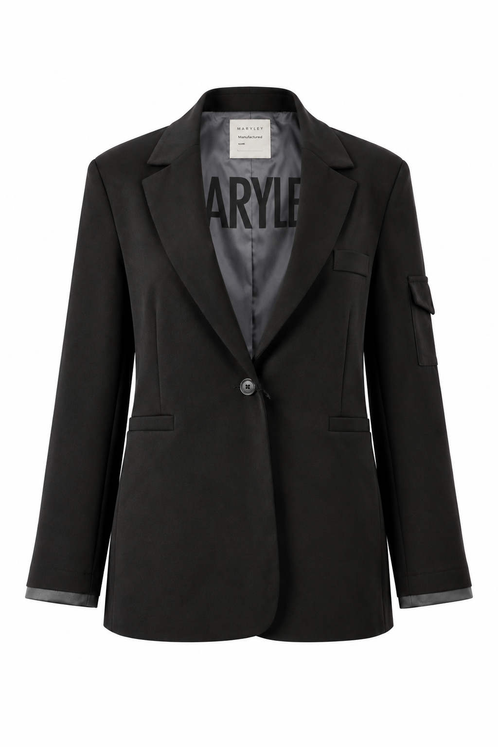 Oversized Contrast-Cuff Blazer Black