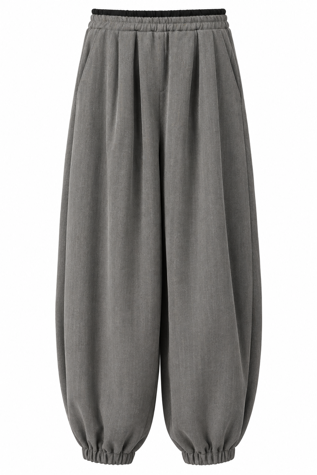 Elastic-Cuff Balloon Trousers Grey