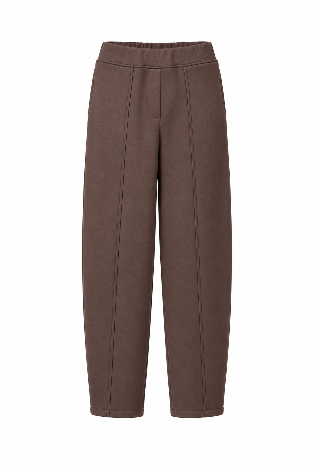 Barrel-Leg Cropped Trousers Brown