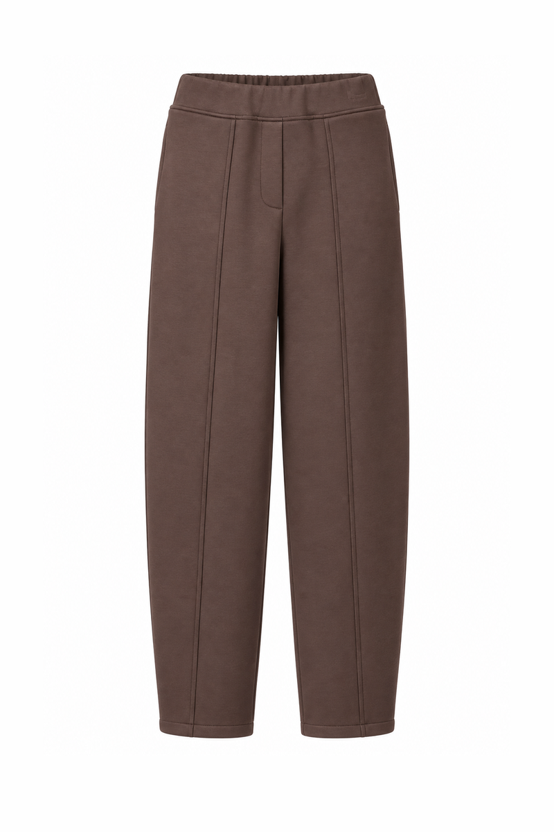 Barrel-Leg Cropped Trousers Brown