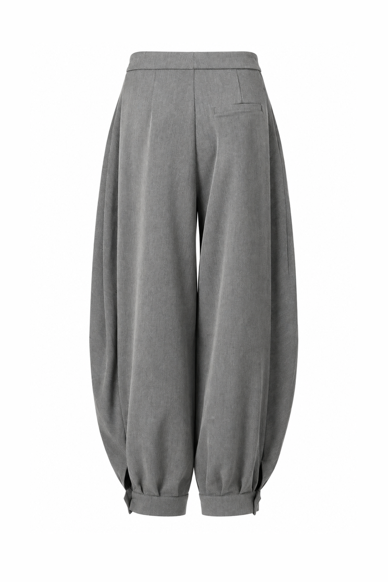 Grey Pleated Harem Trousers