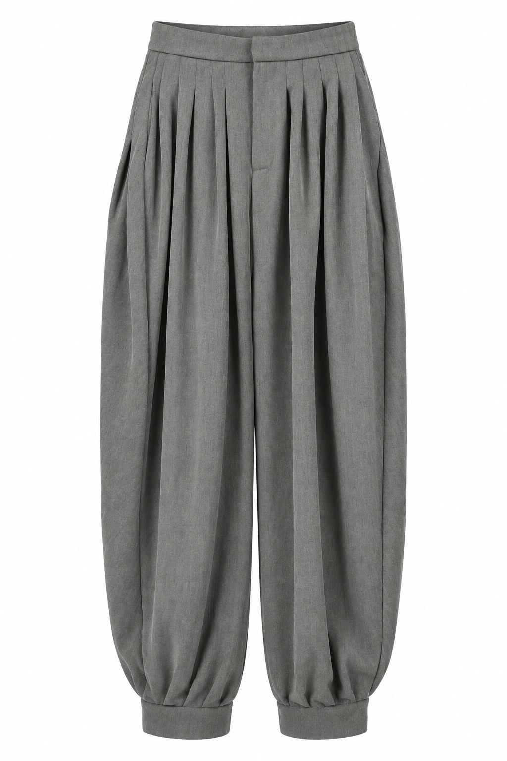Grey Pleated Harem Trousers