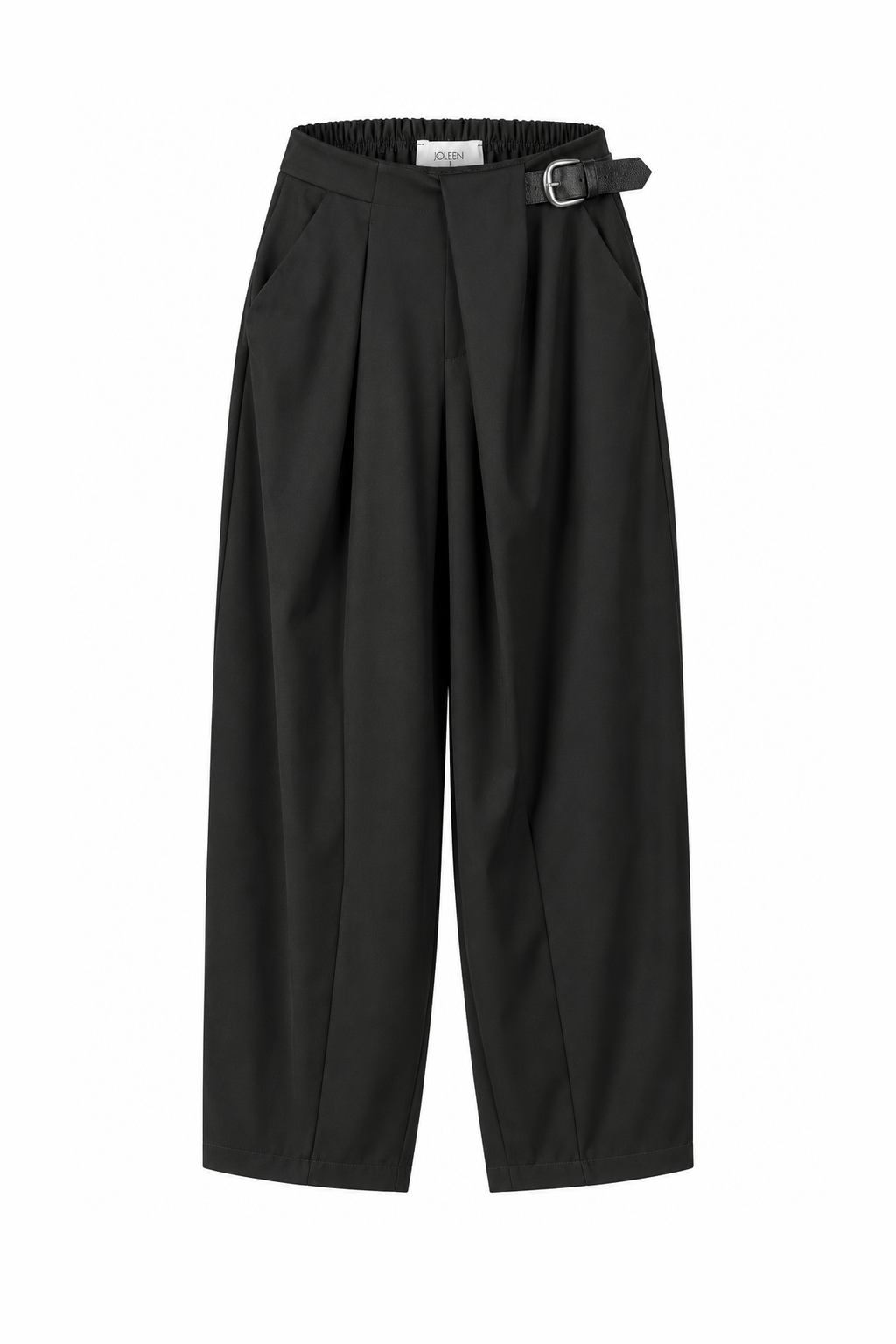 Wrap-Front Buckle Trousers Black