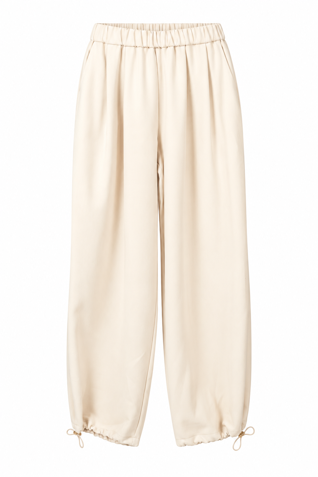 Drawstring-Cuff Balloon Trousers Cream