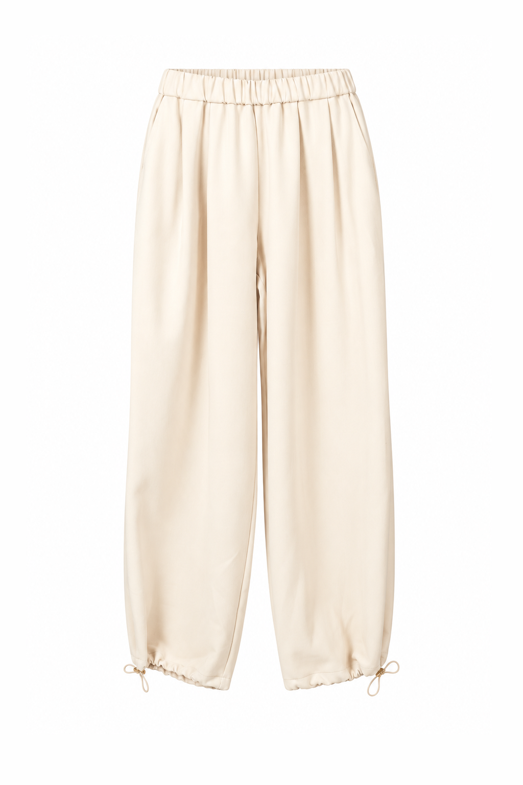 Drawstring-Cuff Balloon Trousers Cream