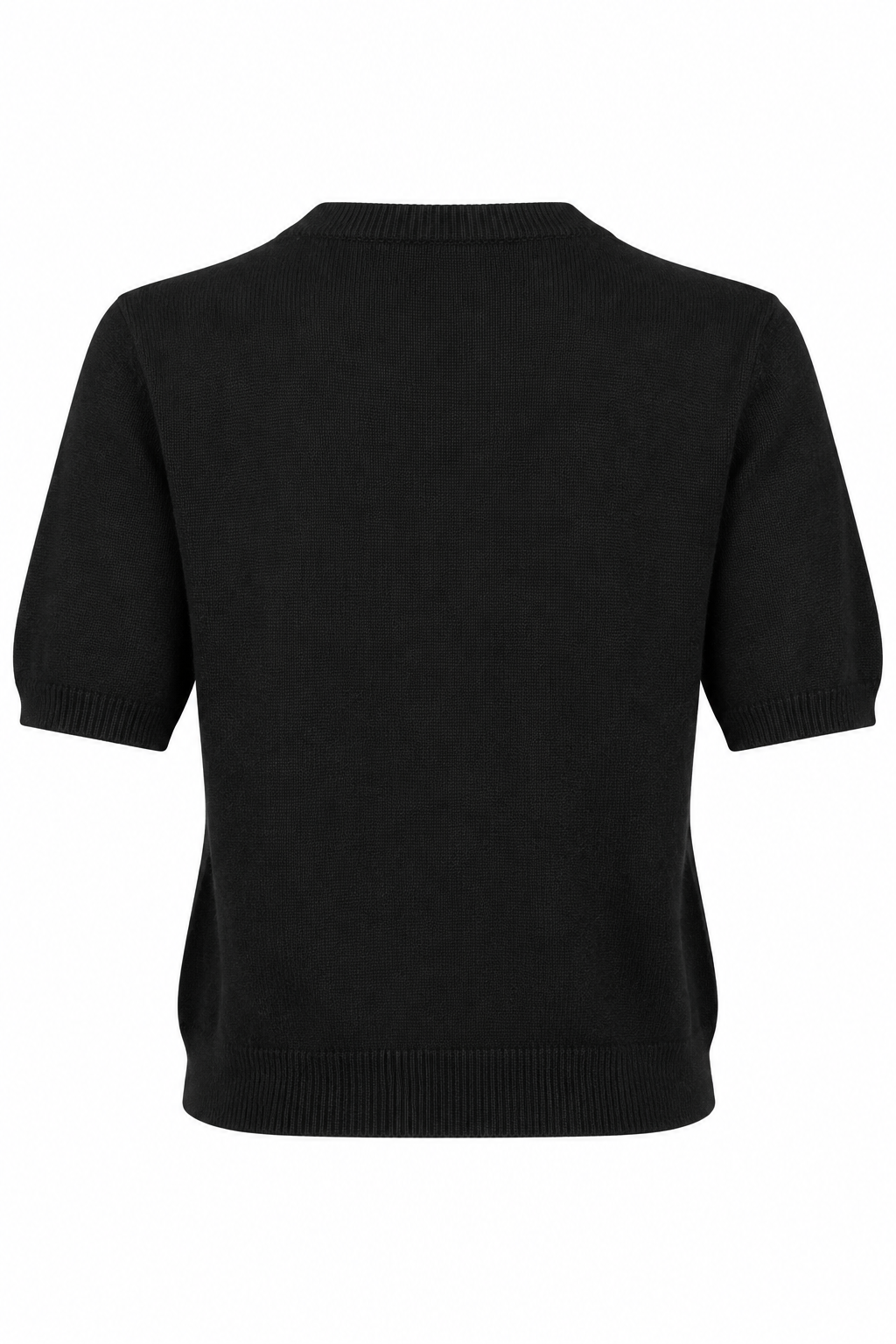 Puff-Sleeve Knit Short-Sleeve Top