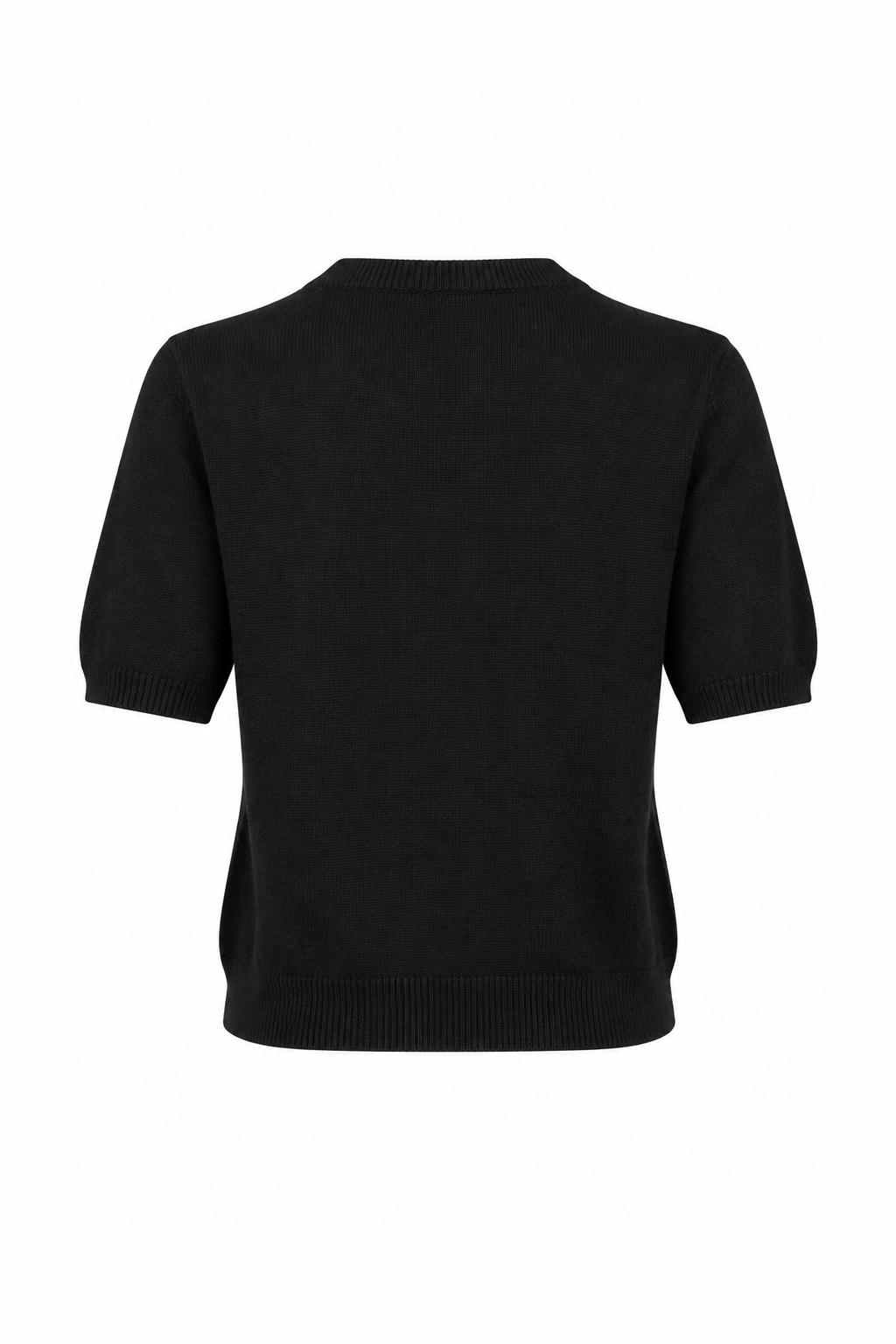 Puff-Sleeve Knit Short-Sleeve Top