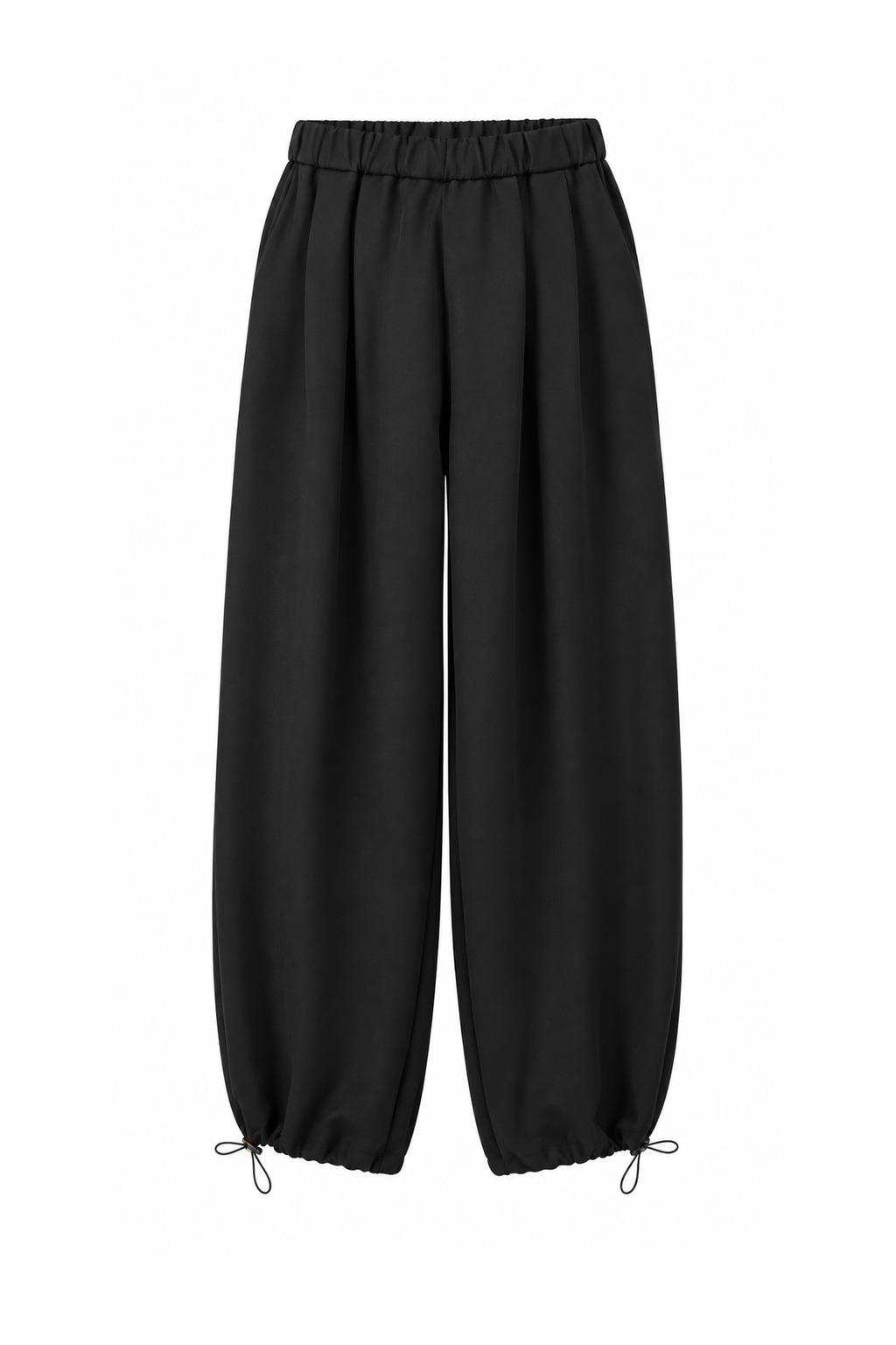 Drawstring-Cuff Balloon Trousers Black