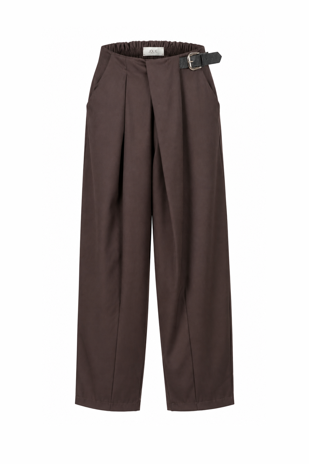 Wrap-Front Buckle Trousers Brown