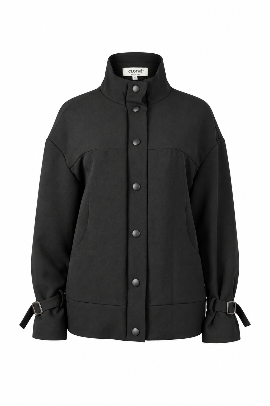 Oversized Snap-Button Jacket Black