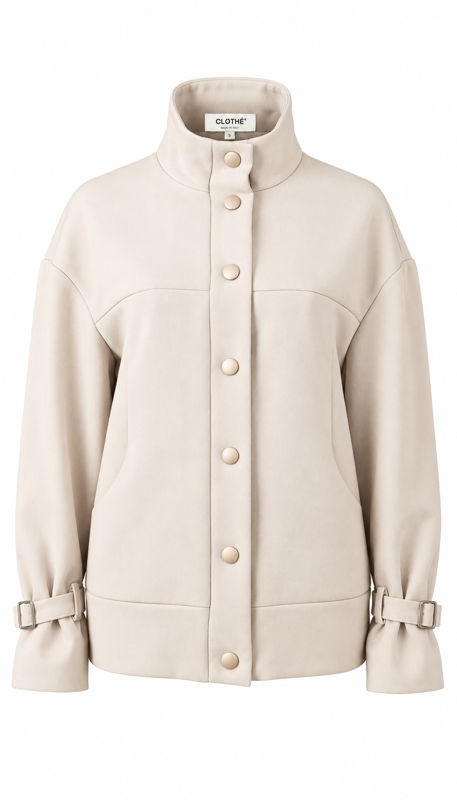 Oversized Snap-Button Jacket Cream
