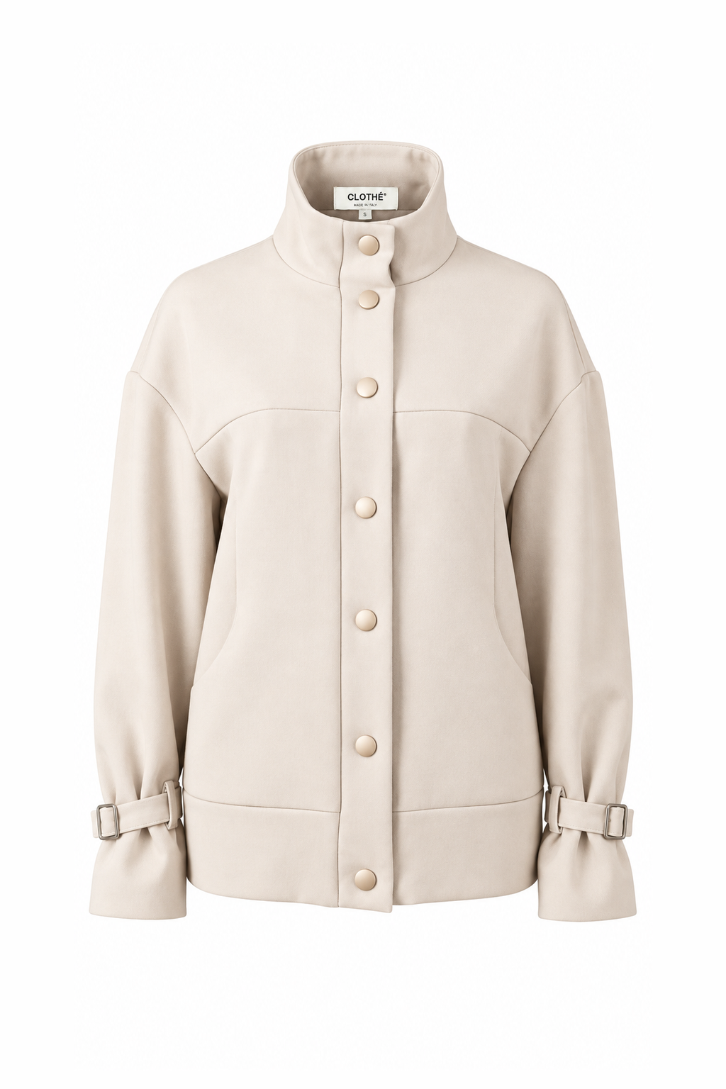 Oversized Snap-Button Jacket Cream