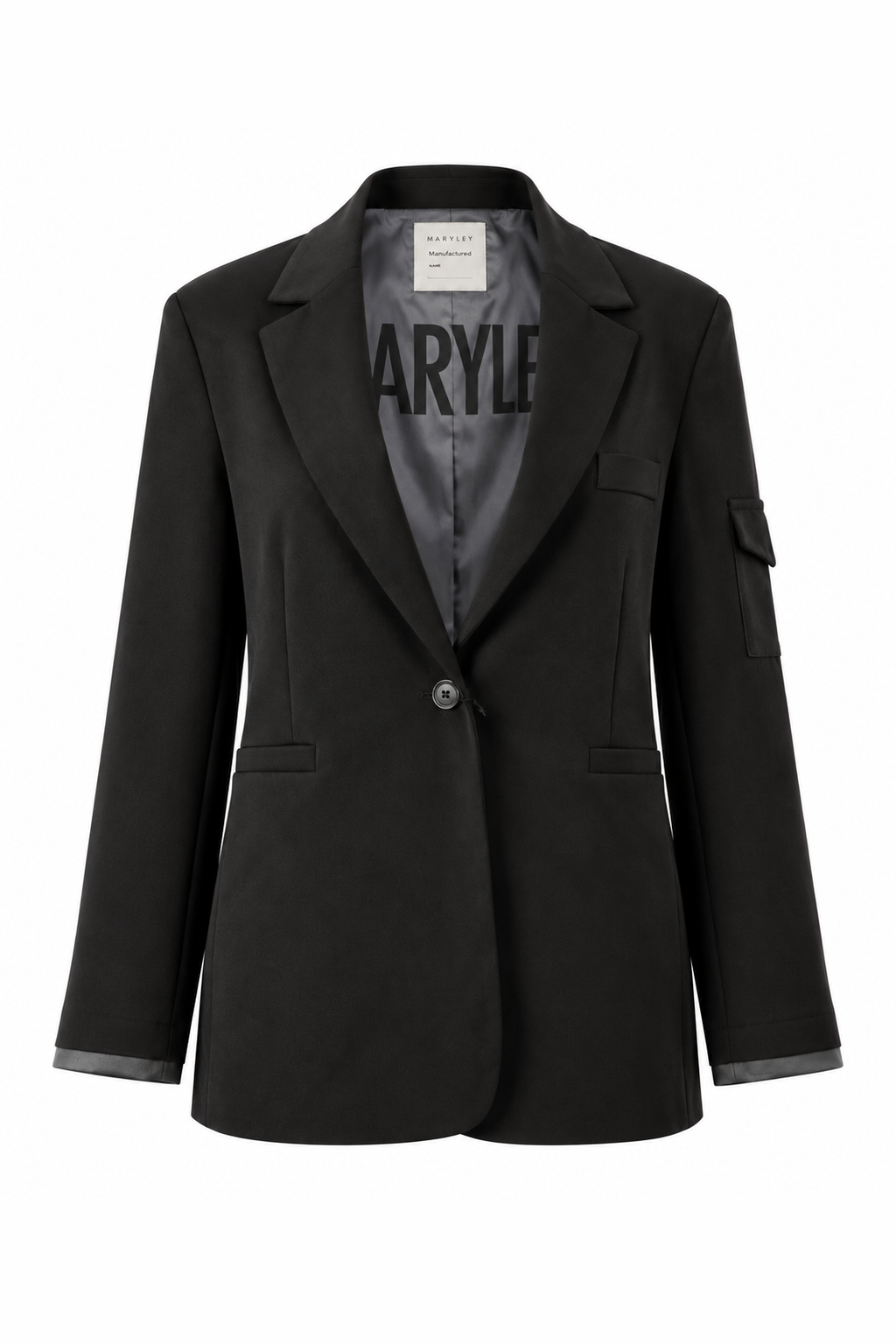 Oversized Contrast-Cuff Blazer Brown