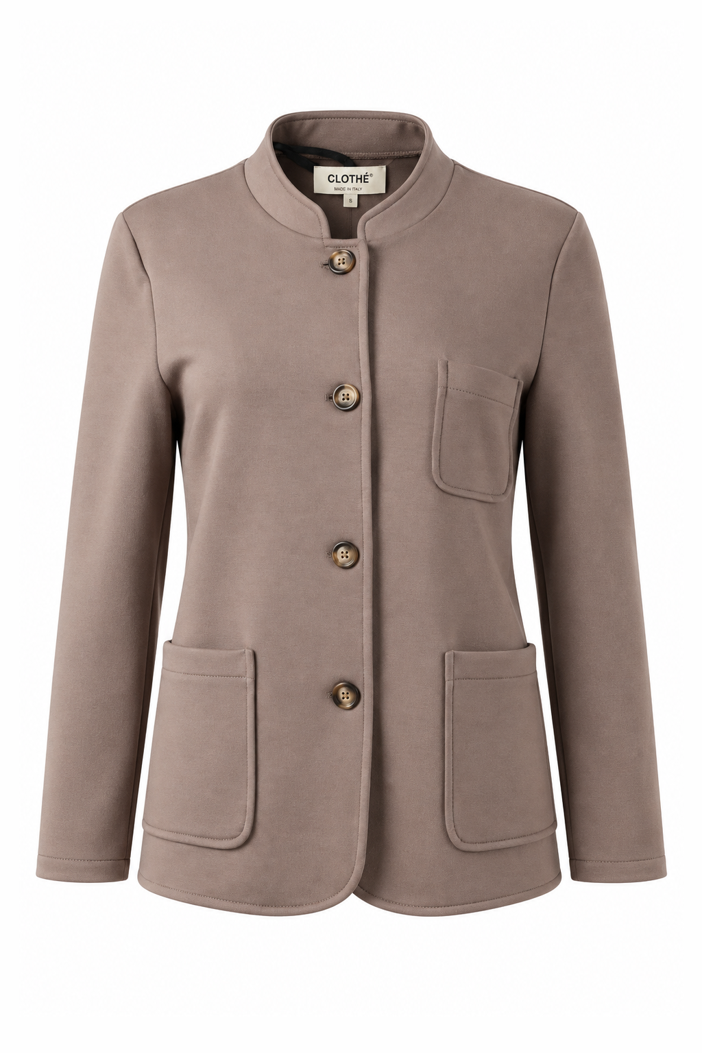 Mandarin-Collar Four-Button Jacket Cream