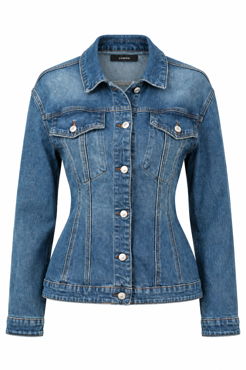 Denim Peplum Blazer-Shirt
