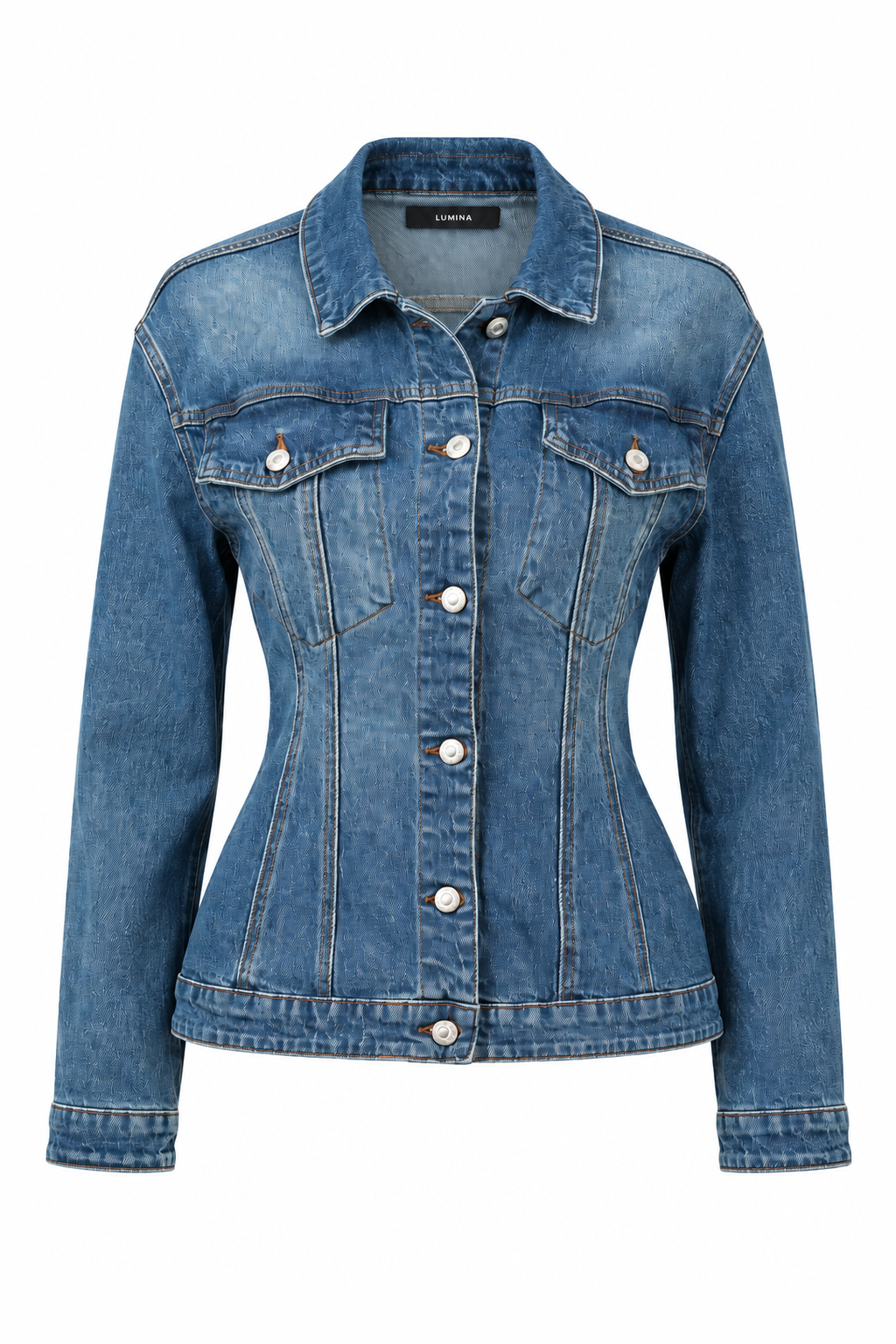 Denim Peplum Blazer-Shirt