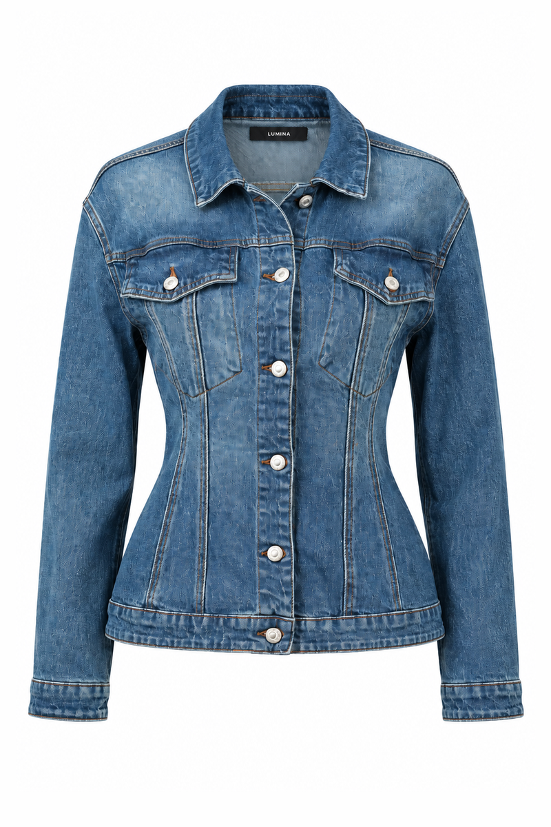 Denim Peplum Blazer-Shirt