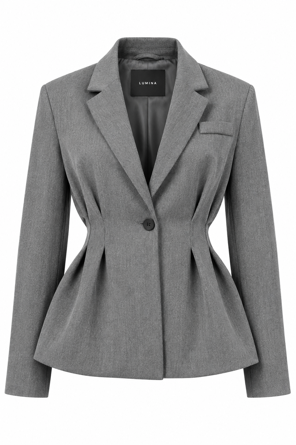 Pleated-Waist Tailored Blazer