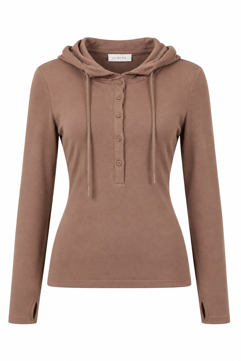 Ribbed Hooded Henley Top