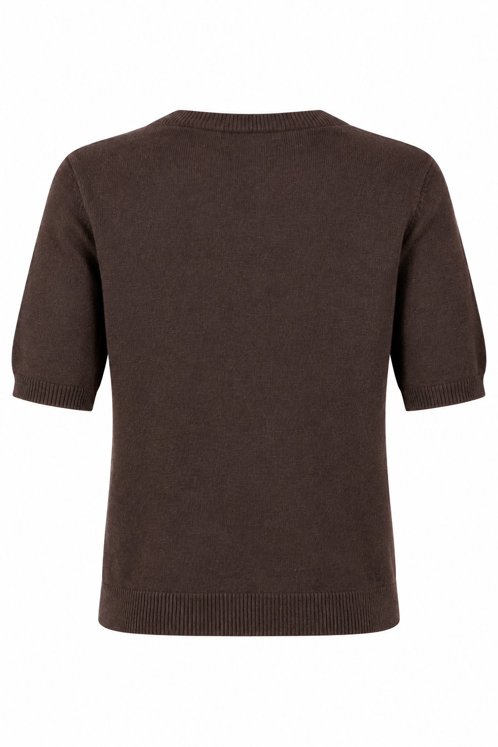 Puff-Sleeve Knit Short-Sleeve Top