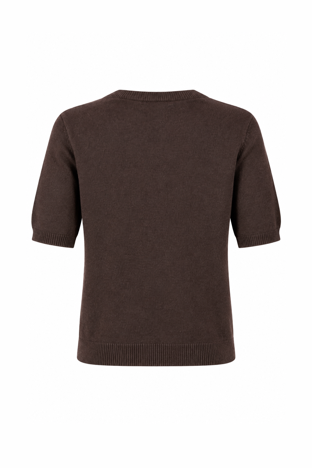 Puff-Sleeve Knit Short-Sleeve Top