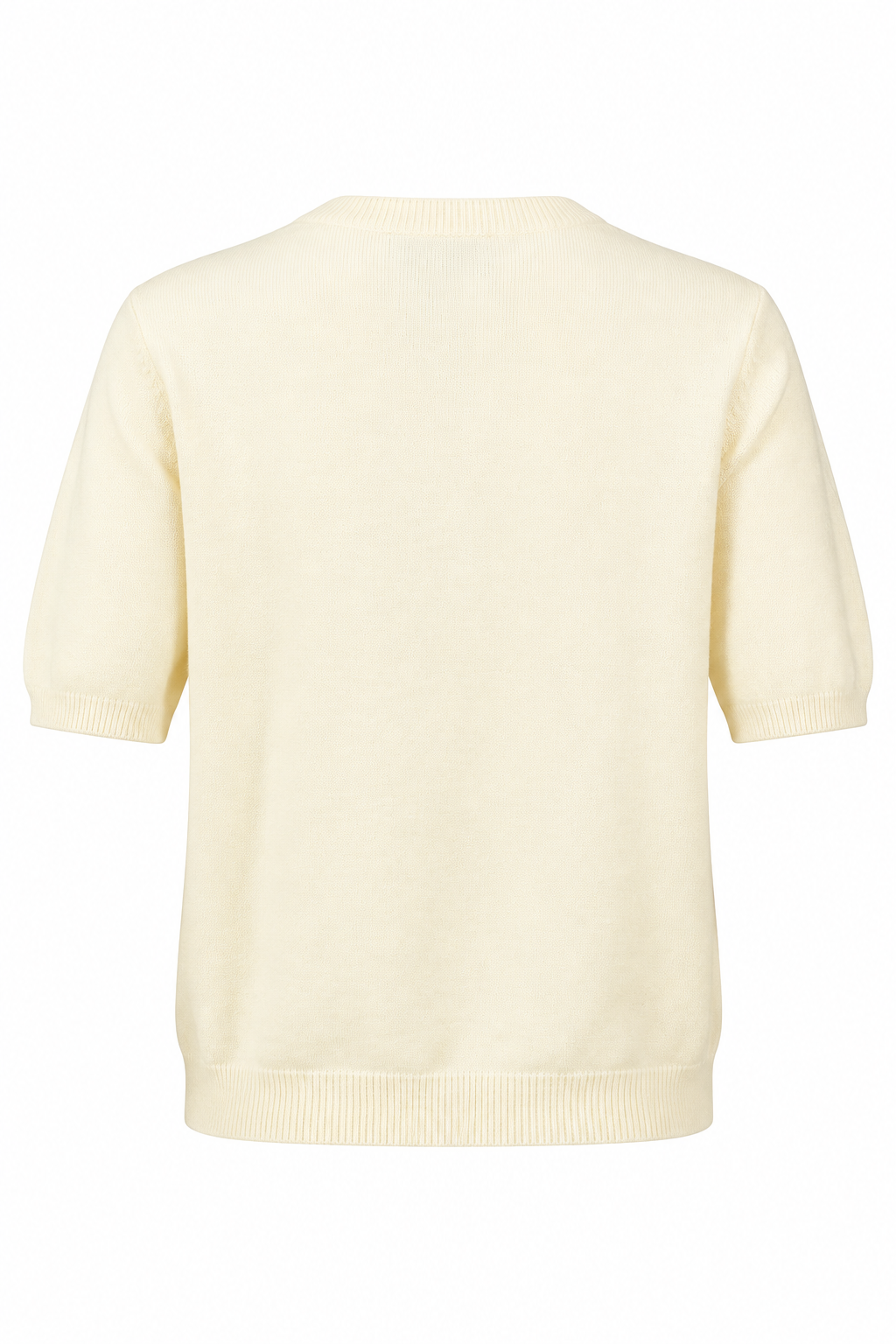 Puff-Sleeve Knit Short-Sleeve Top