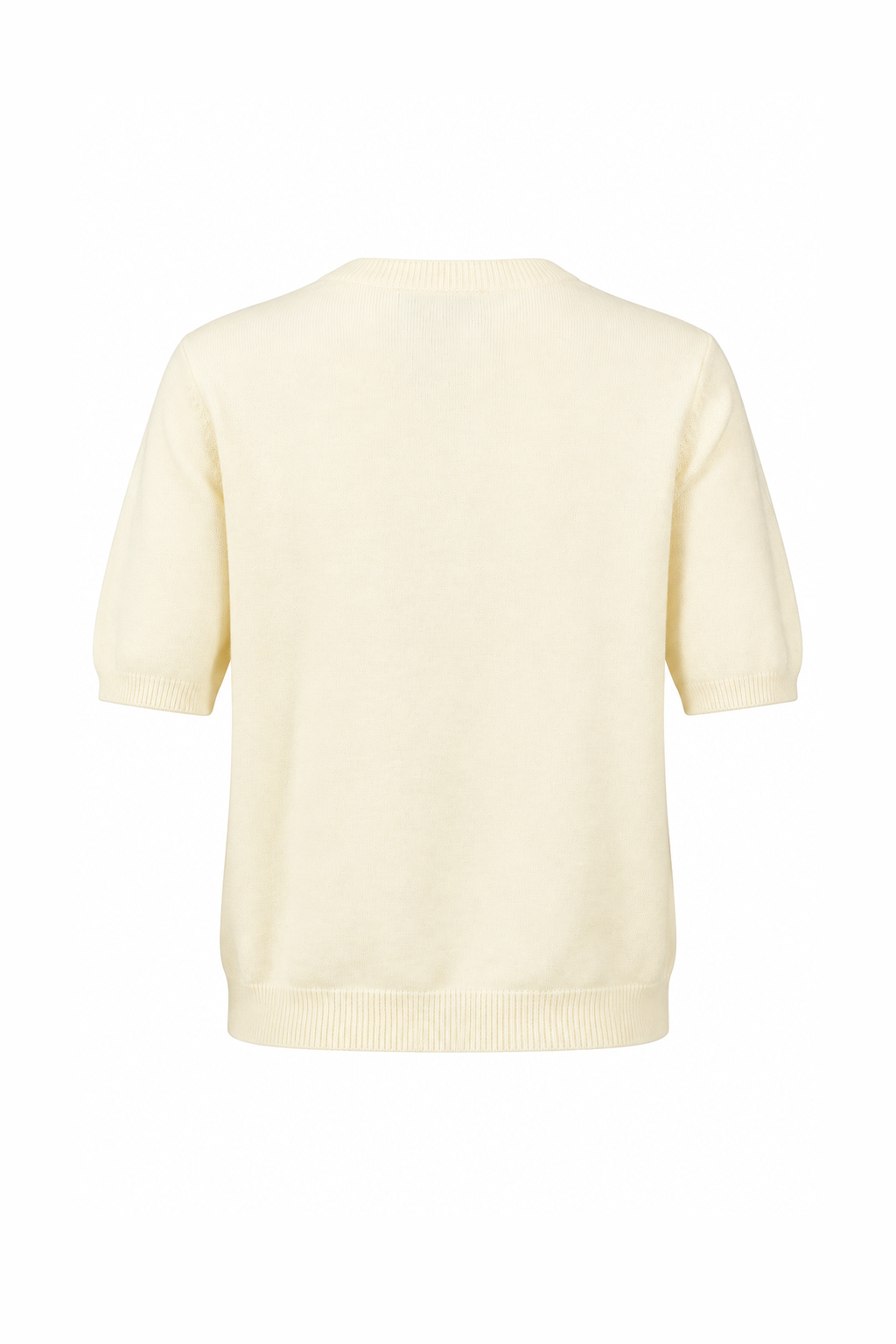 Puff-Sleeve Knit Short-Sleeve Top