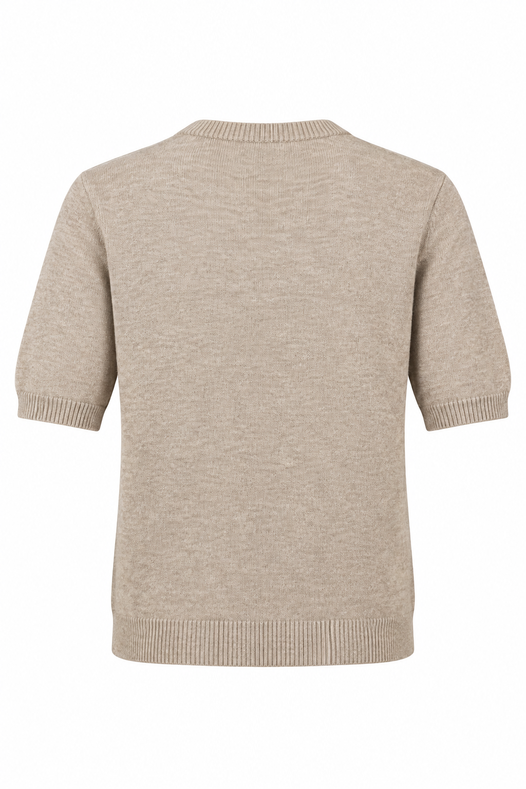 Puff-Sleeve Knit Short-Sleeve Top