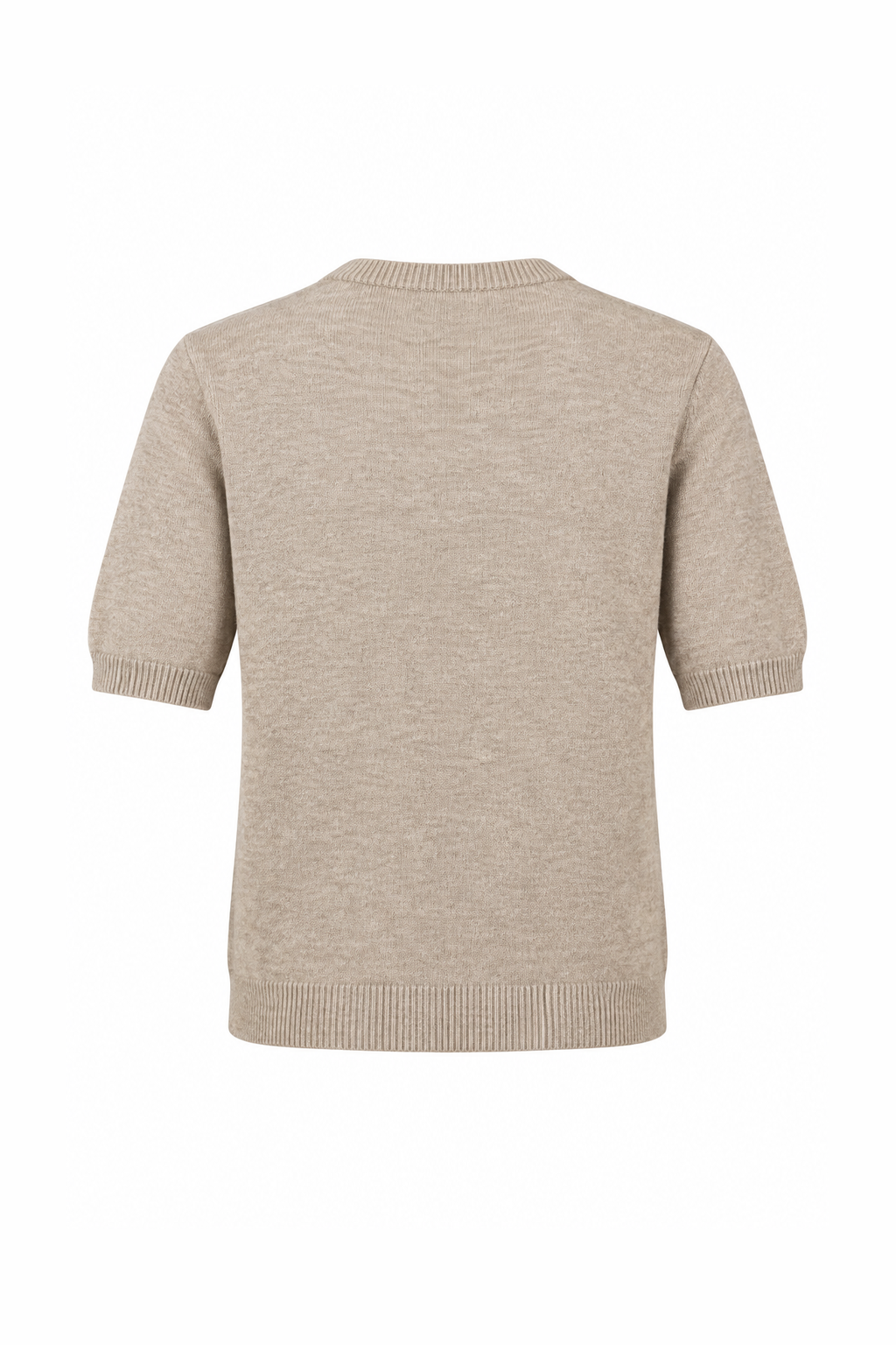 Puff-Sleeve Knit Short-Sleeve Top