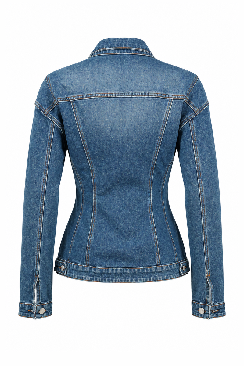 Denim Peplum Blazer-Shirt