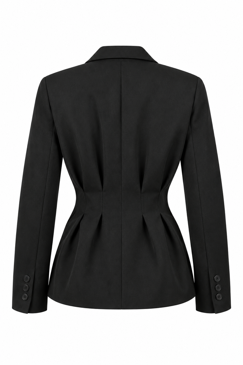 Pleated-Waist Tailored Blazer