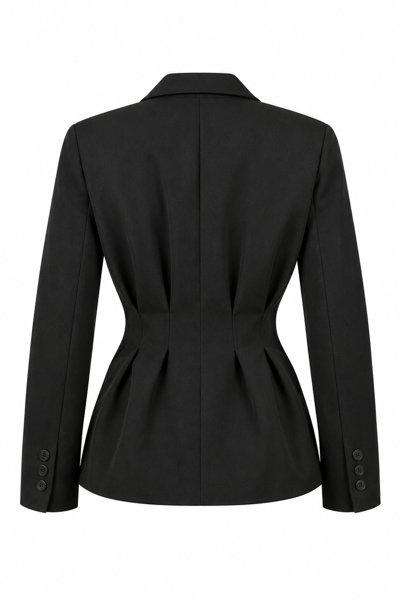 Pleated-Waist Tailored Blazer